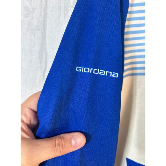 Giordana Cycling Jacket Jersey 9 Made in Italy Blue White Stripes - Picture 5 of 12